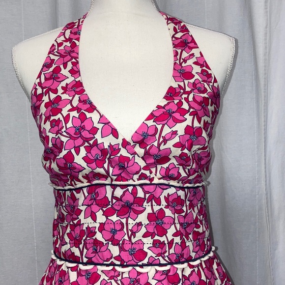 Lilly Pulitzer Vintage Class Act Willa Halter Dress Pink and Navy flowers - Picture 2 of 12